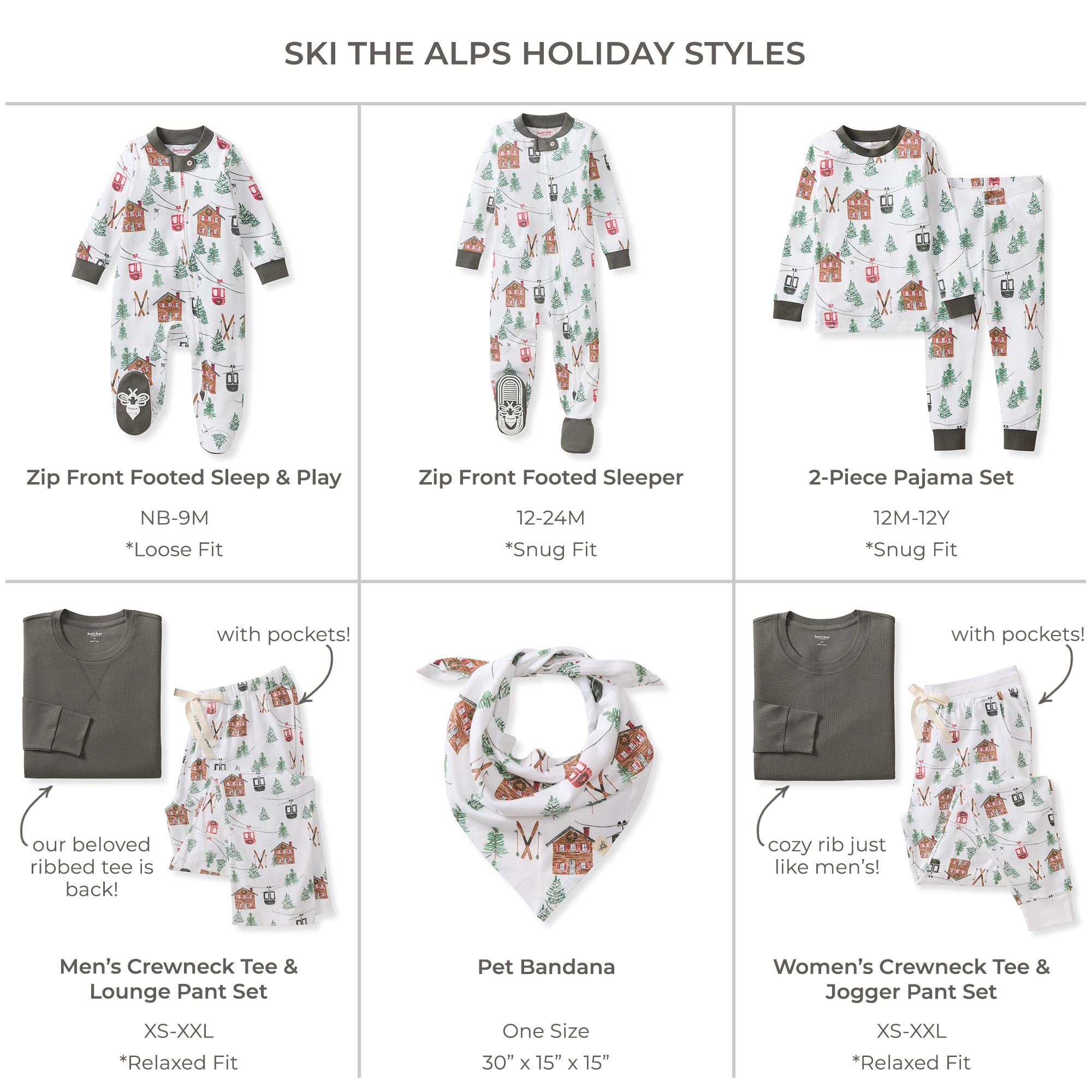 Ski The Alps Matching Family Men's Pajamas – Burt's Bees Baby