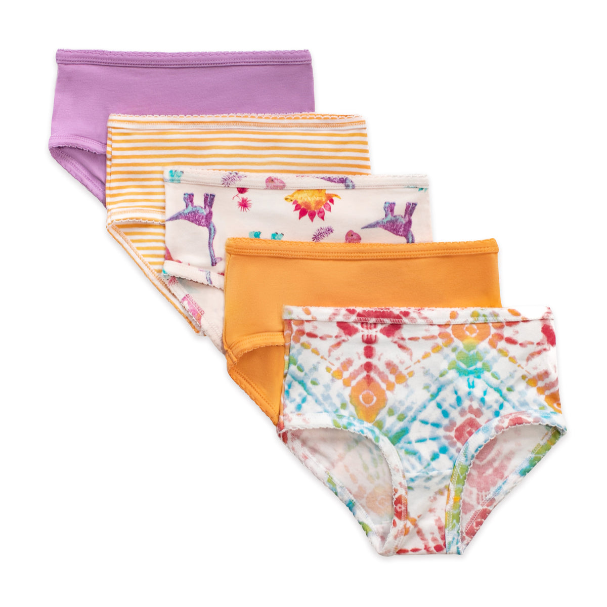 Dino Friends & Tie Dye Organic Cotton Underwear 5 Pack