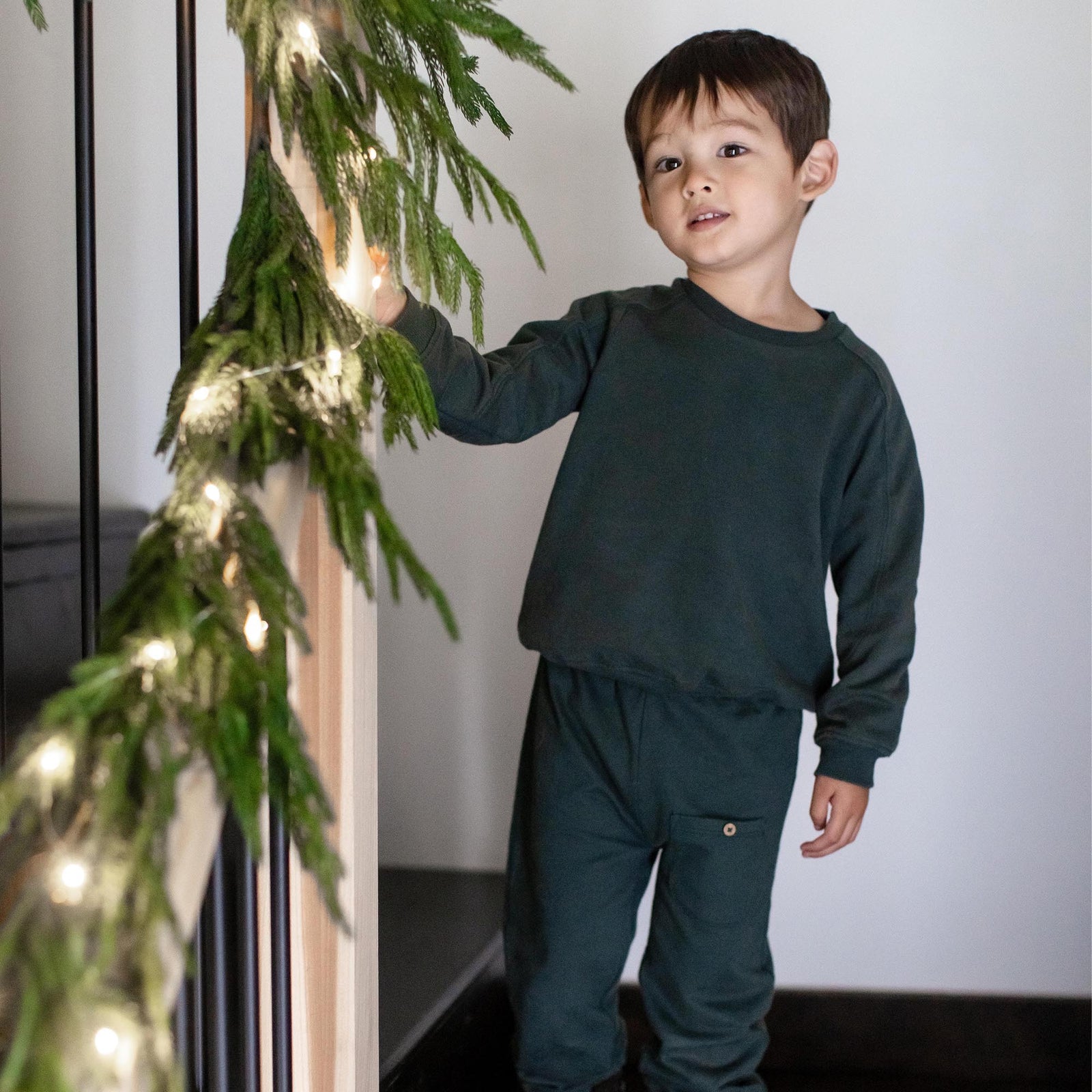 Product Image 1 of Acid Wash Sweatshirt & Pants Set - Zucchini Green