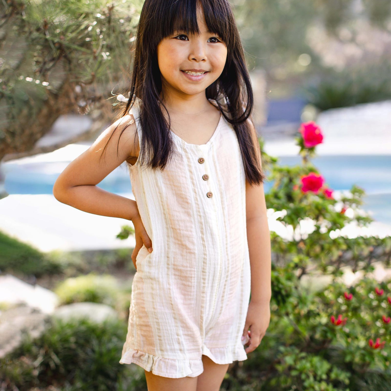 Product Image 1 of Pacific Stripe Organic Girl Romper
