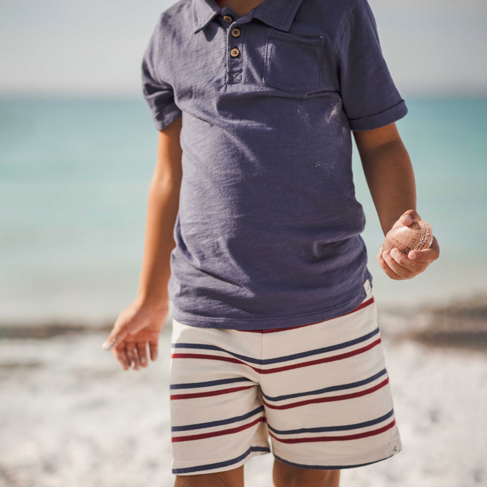 Product Image 1 of USA Stripe Polo Shirt & Shorts Set