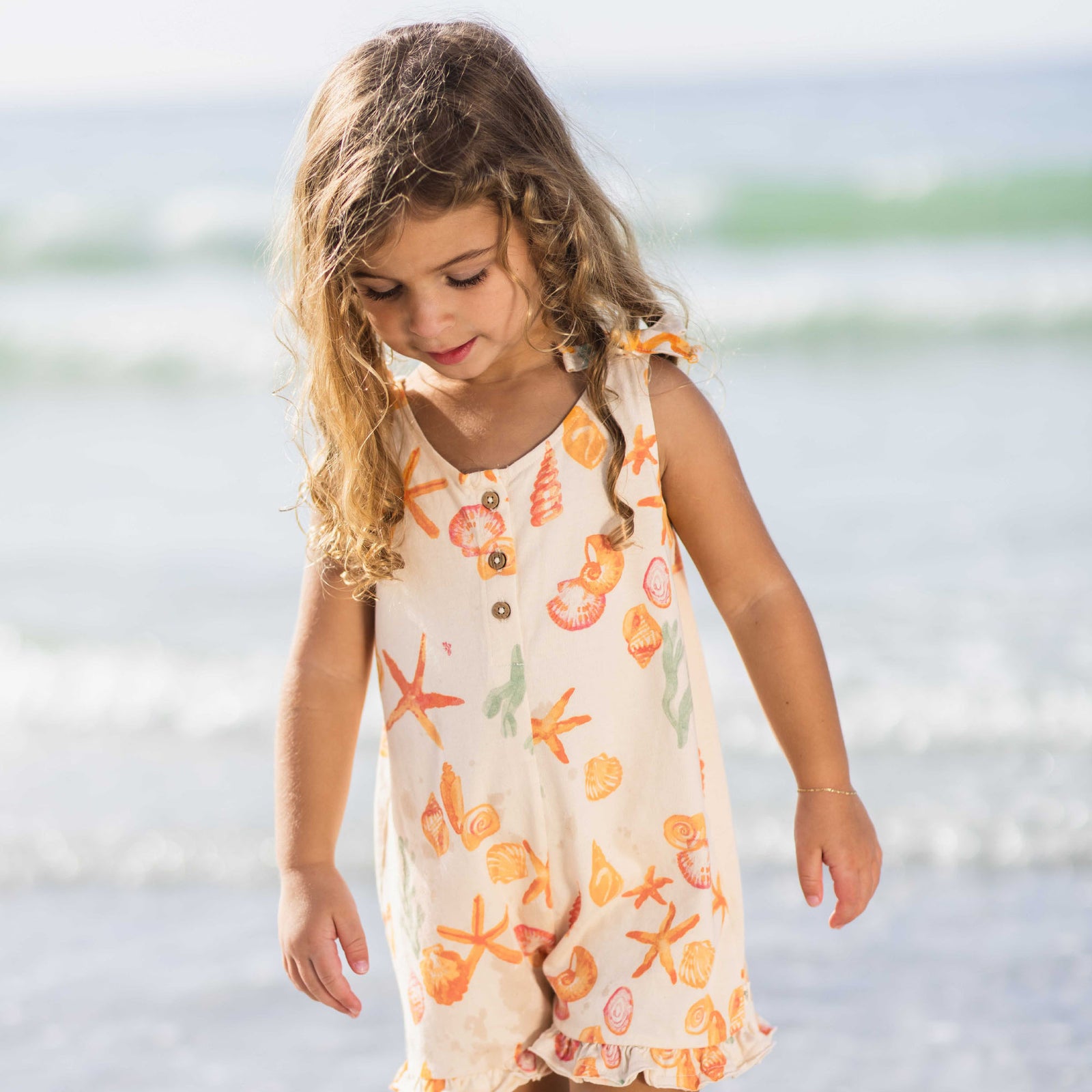Product Image 1 of Starfish & Shells Organic Girl Romper
