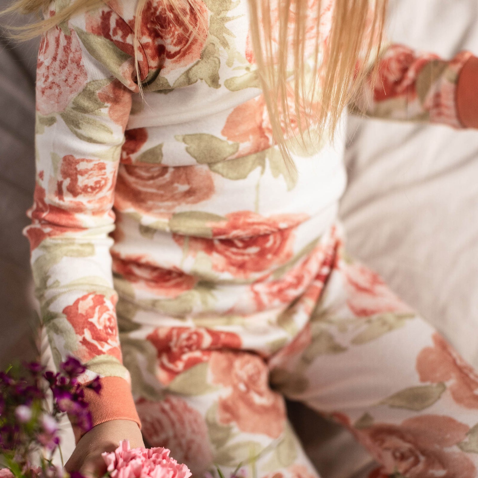 product Image 1 of Autumn Rose Garden Organic Cotton Two-Piece Pajamas