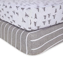 Pine Forest & Stripe Organic Cotton BEESNUG® Fitted Crib Sheet 2 Pack