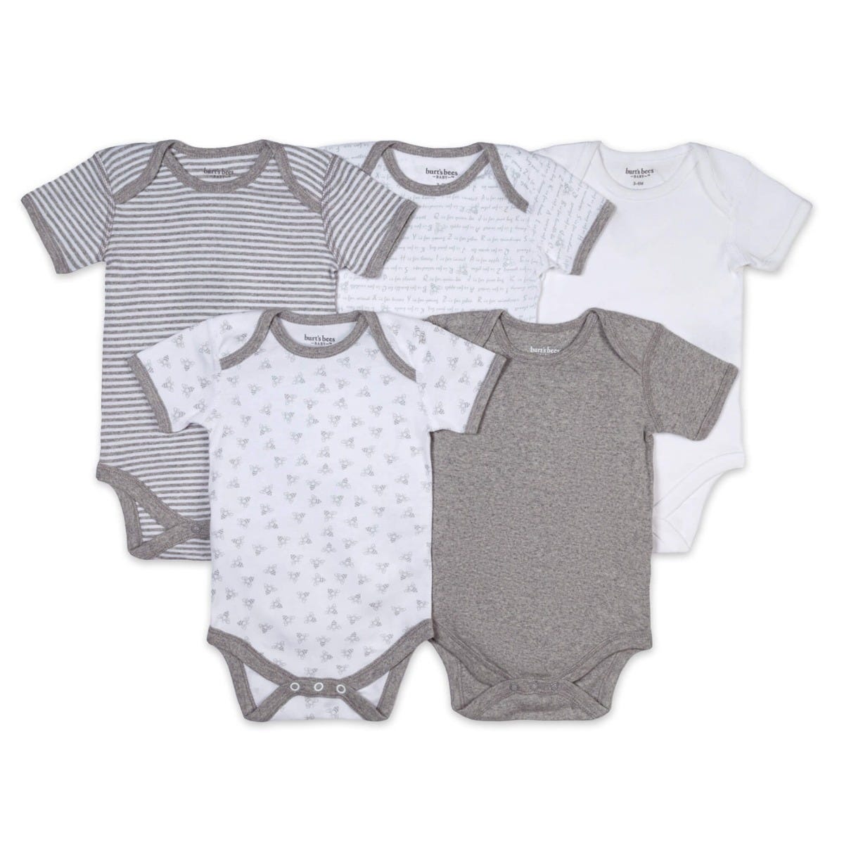 Bee Essentials Organic Short Sleeve Bodysuits 5 Pack