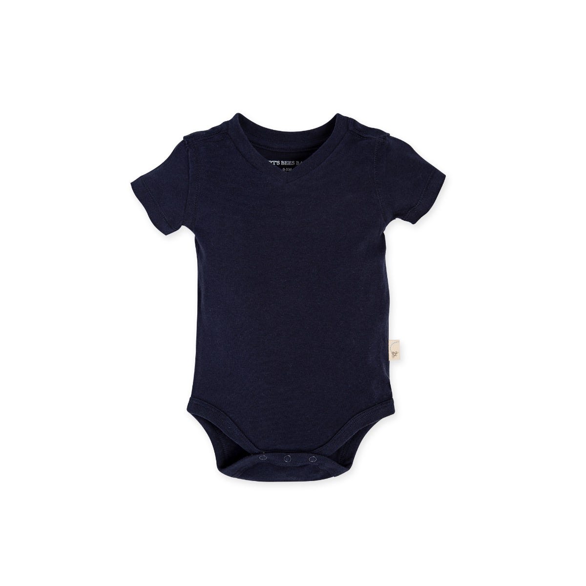 Organic Cotton Short Sleeve V Neck Bodysuit - Midnight
