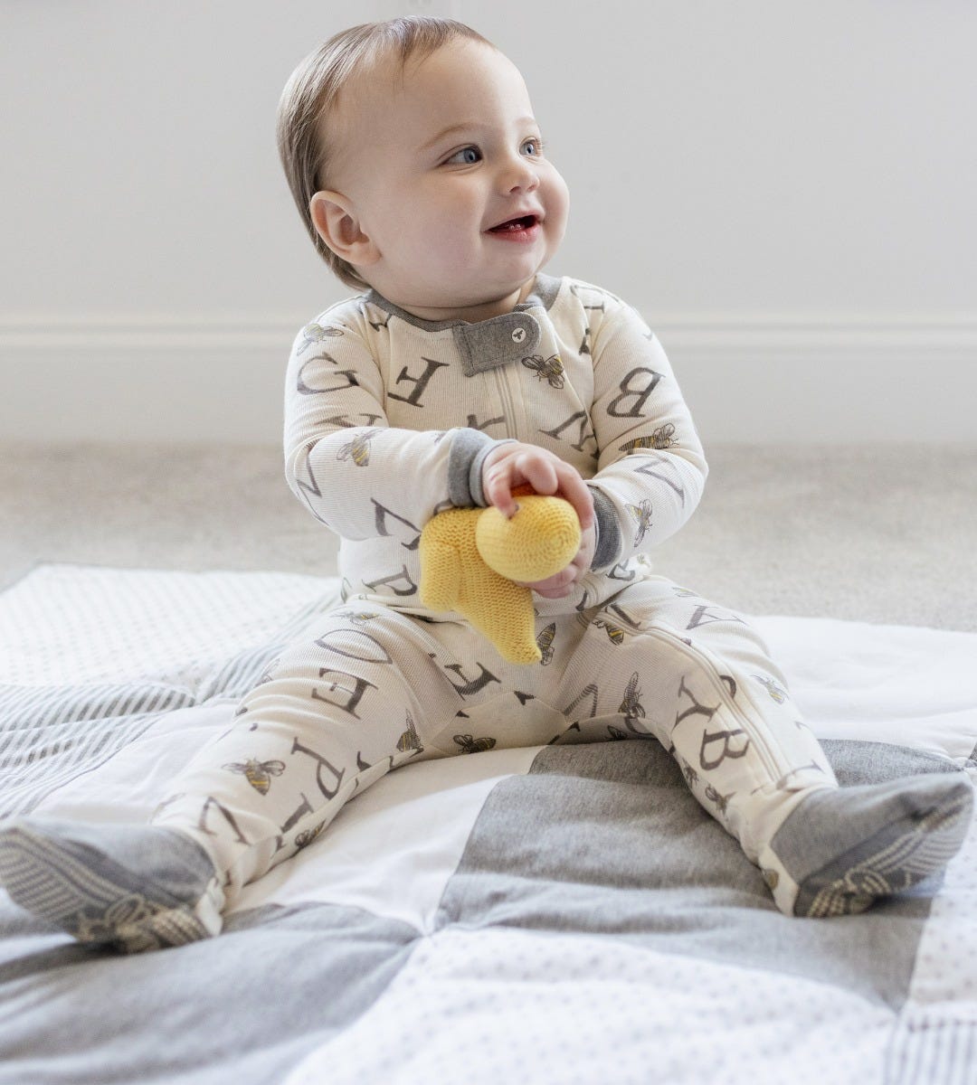 A-Bee-C and Stripes Organic Cotton Snug Fit Footed Sleeper 2