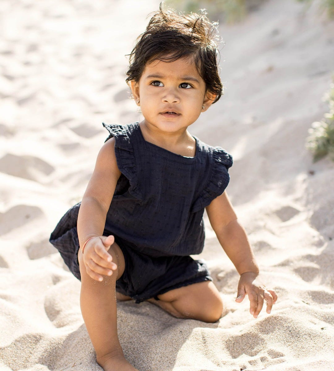 Dotted Muslin Organic Baby Girl Romper