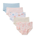 A 4-pack of women's seamless underwear in pastel colors, featuring solid light blue, pink, and beige styles, as well as a white patterned pair with pink ballet dress and ribbon motifs. The products are arranged in a diagonal stack on a clean white background.