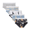 Organic cotton toddler underwear multipack: gray, blue stripes, hockey and sports prints