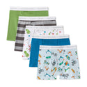 Toddler boy boxer briefs multipack: green solid, gray stripe, patterned and blue prints